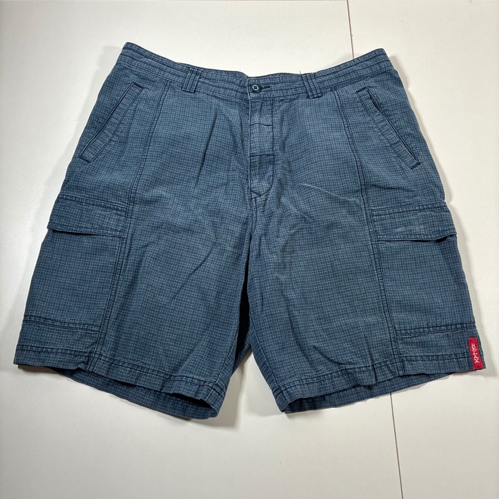 Tommy Bahama Cargo Shorts‎ 35 9" Blue Micro Check Tencel Cotton Relax Boracay